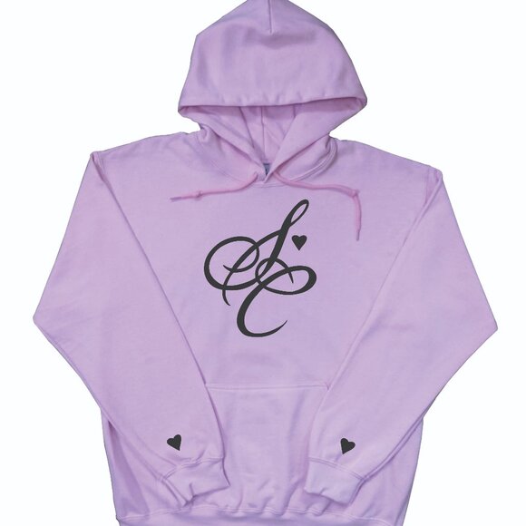 Sabrina Carpenter Hoodie with Hearts on Sleeves Pink (Black Design) - Picture 1 of 1